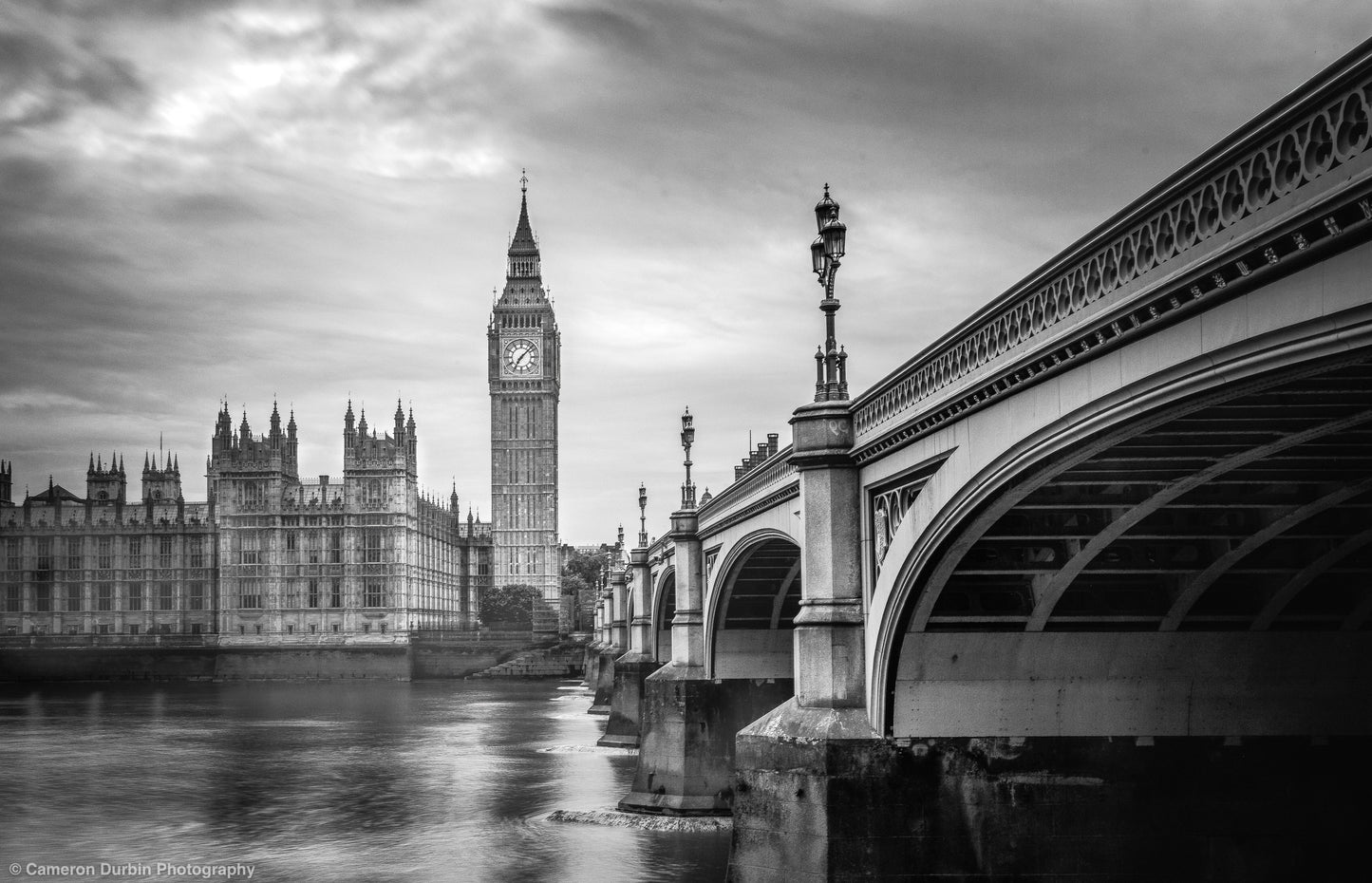 Westminster London with Houses of Parliament and Big Ben along the River Thames — fine art cityscape print
