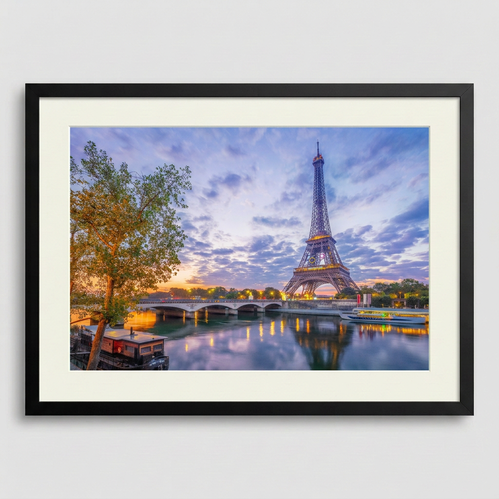 Eiffel Tower at sunrise with soft morning light in Paris — fine art cityscape print