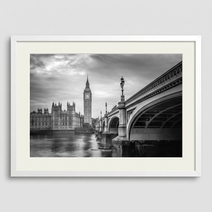 Westminster London with Houses of Parliament and Big Ben along the River Thames — fine art cityscape print