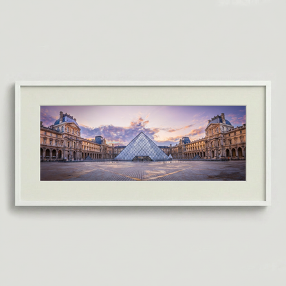 The Louvre museum architecture in Paris with courtyard perspective — fine art cityscape print