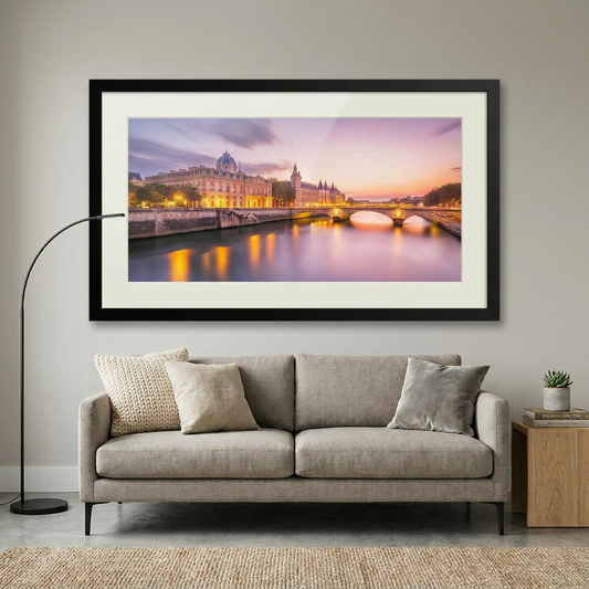 Sunset along the Seine in Saint-Germain Paris with warm evening light — fine art framed print