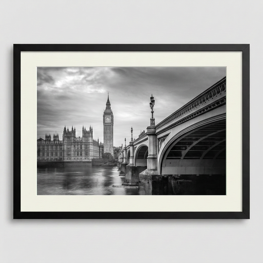Westminster London with Houses of Parliament and Big Ben along the River Thames — fine art cityscape print