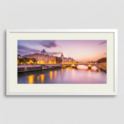 Sunset along the Seine in Saint-Germain Paris with warm evening light — fine art framed print