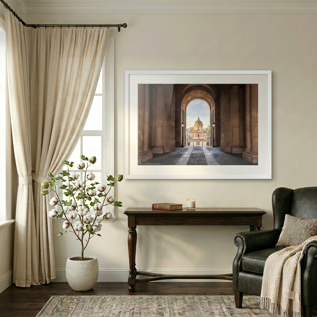 Académie Française along the Seine in Paris with classical architecture — fine art cityscape print