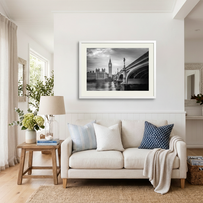 Westminster London with Houses of Parliament and Big Ben along the River Thames — fine art cityscape print