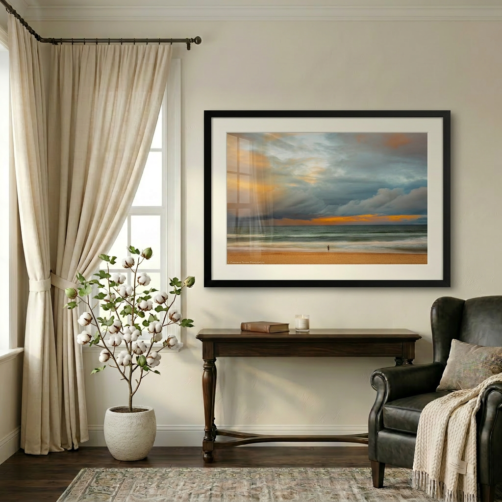 Soft pastel-coloured waves rolling onto shore — Northern Beaches coastal fine art print. Minimalist ocean waves with soft pastel gradients and gentle motion